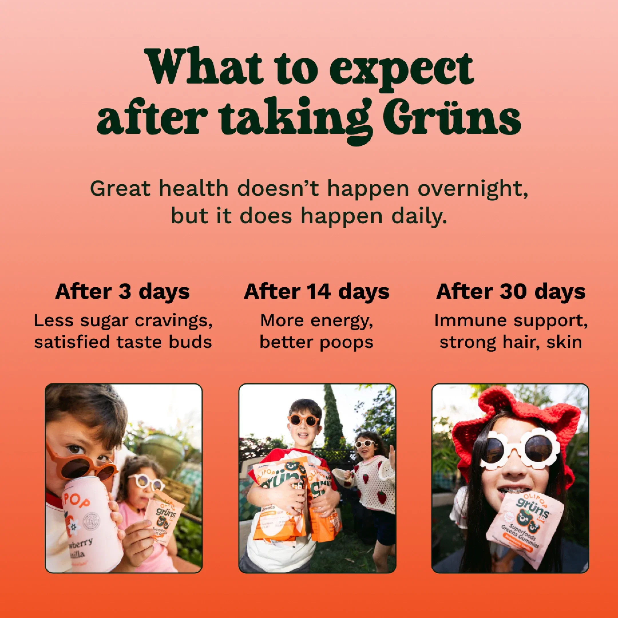 Grüns Kids OLIPOP® - Nutrition Support Without the Mess